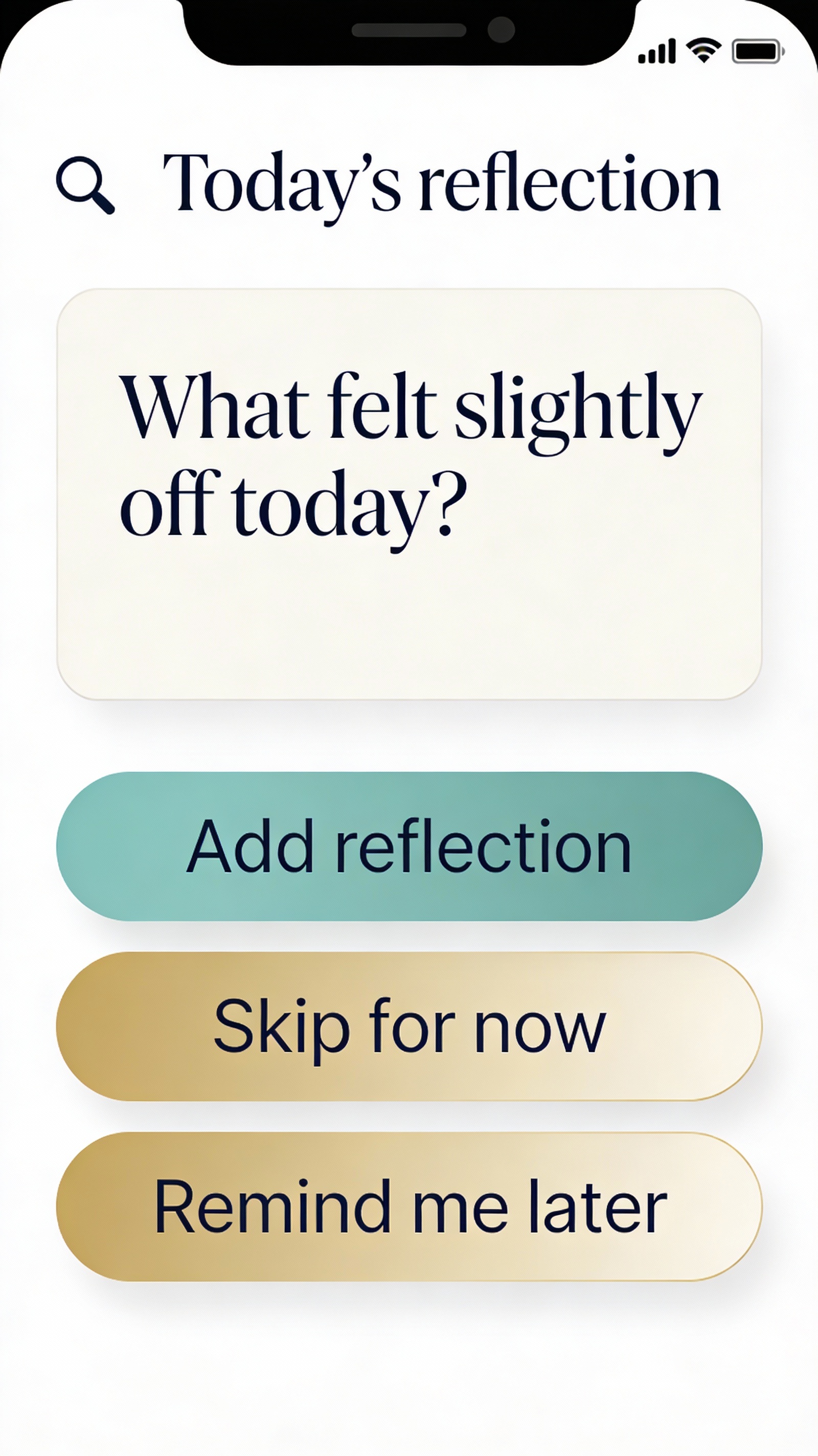 Daily reflection prompt screen